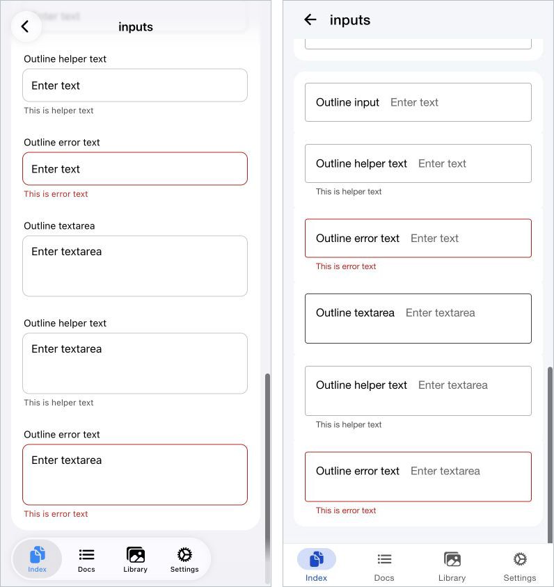 Outline Inputs and Textareas in the iOS26 and MD3 themes