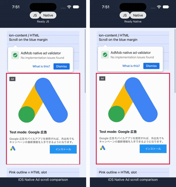 iOS scroll tracking: coordinate updates on the left and UIScrollView tracking on the right